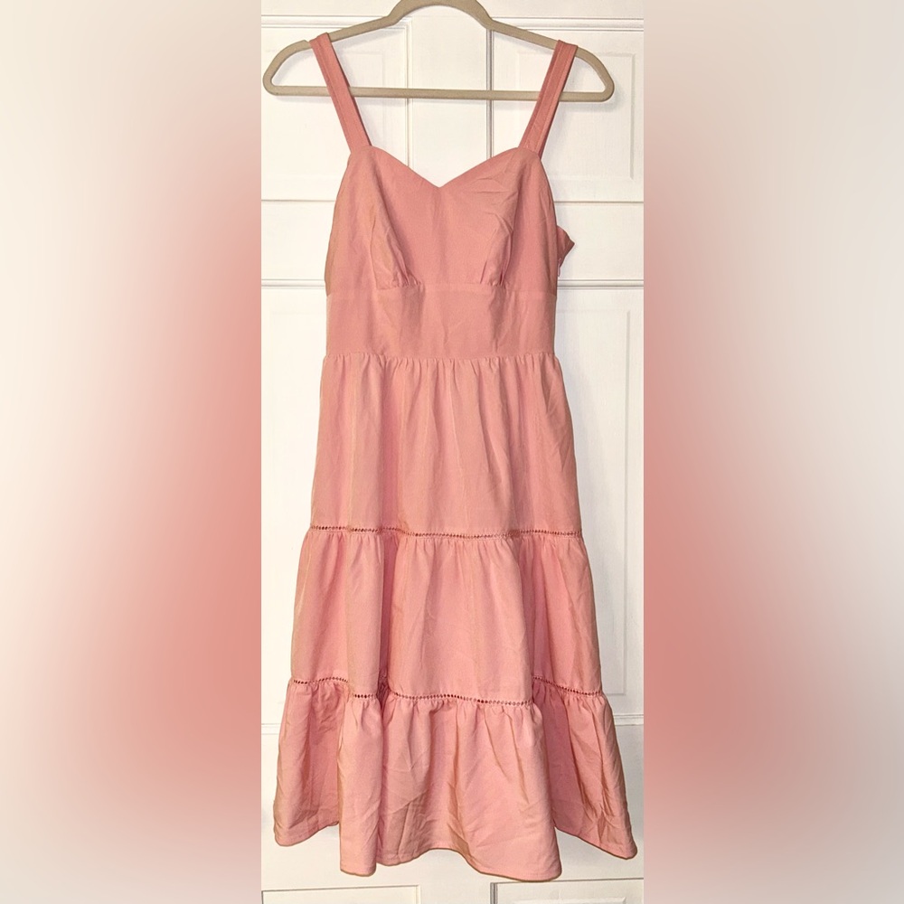 Belle Poque Sleeveless Layered Dress Sweatheart Neck Crochet Hem Flowy Dress